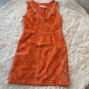 VINTAGE CHADWICK’S ORANGE & WHITE SHIFT ORANGE DRESS Sz 12 G…